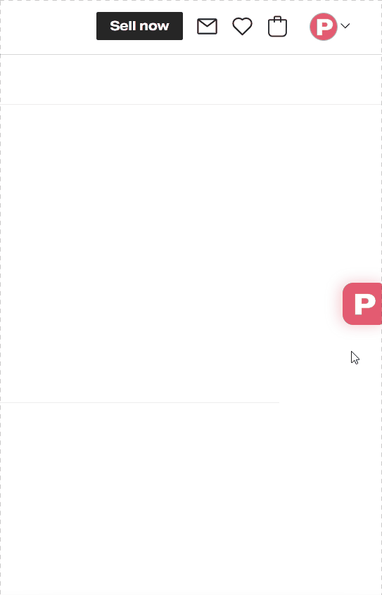 Popup panel in action on Depop